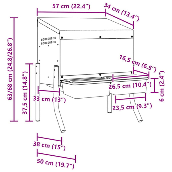 vidaXL Nichoir de poules 2 compartiments avec pieds Acier galvanisé