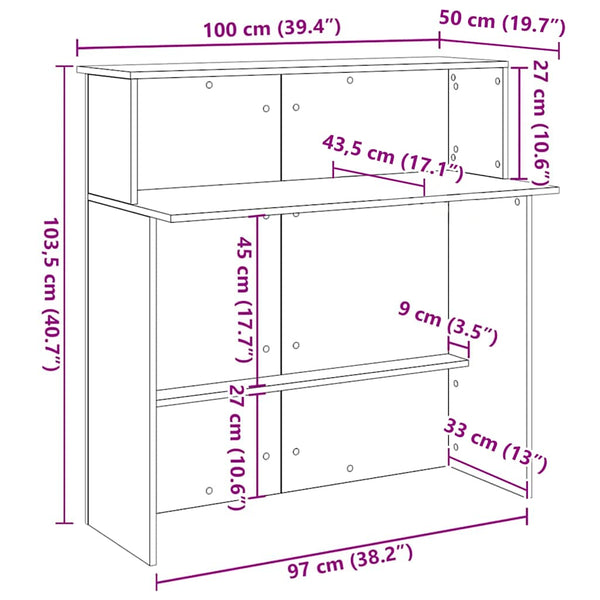 Empfangstheke Räuchereiche 100 cm