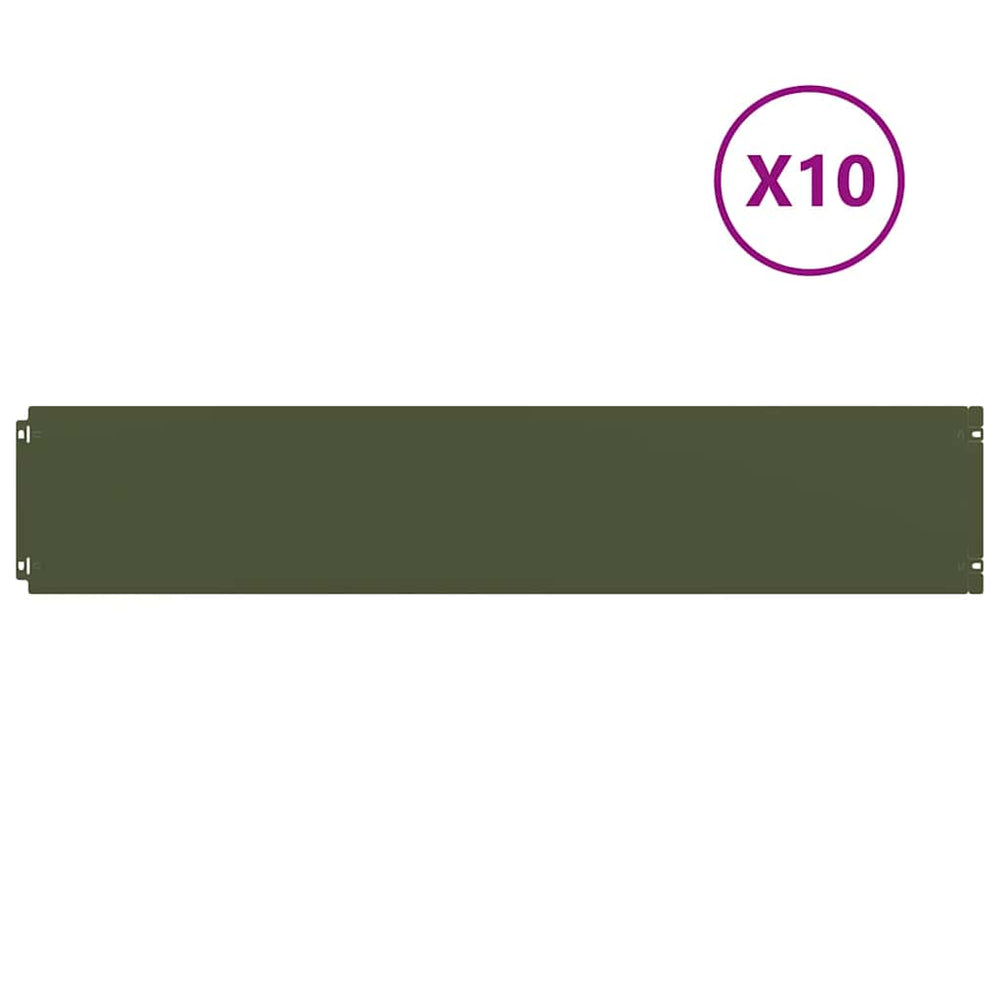 Olivgrüne Rasenkanten, 10er Set, Stahl