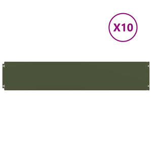 Olivgrüne Rasenkanten, 10er Set, Stahl