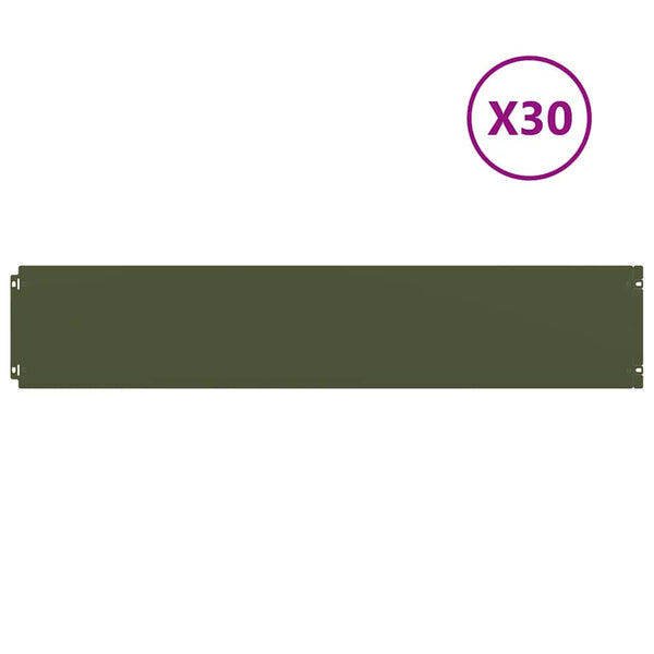 vidaXL Bordures de pelouse 30 pcs Vert olive 20x103 cm Acier laminé à froid