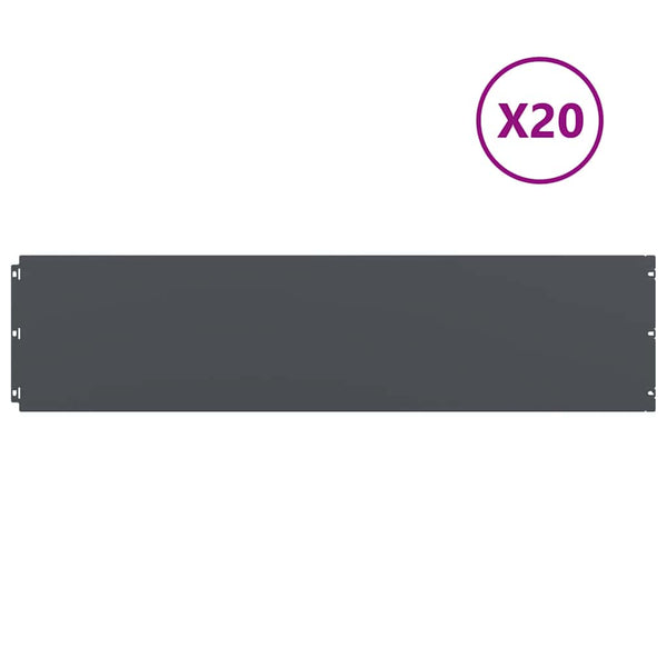 Anthrazit Rasenkanten Stahl 20 Stk. 25x103 cm