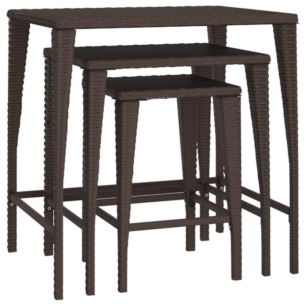 Garten Satztische 3er Set Braun Rattan