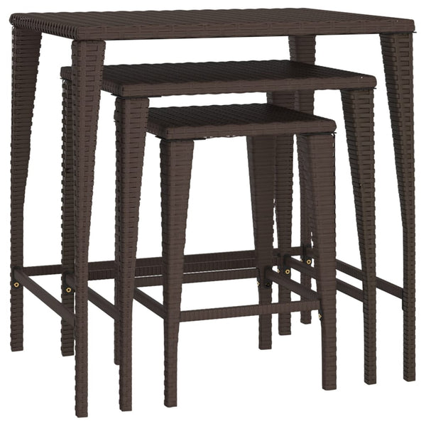 Garten Satztische 3er Set Braun Rattan
