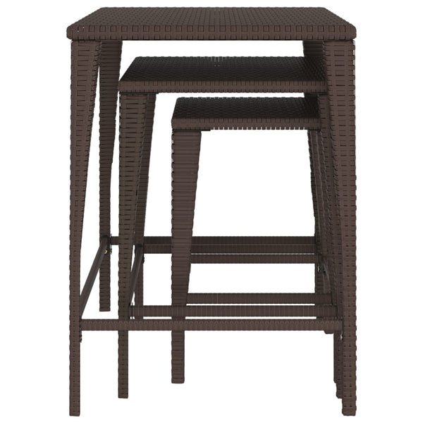 Garten Satztische 3er Set Braun Rattan