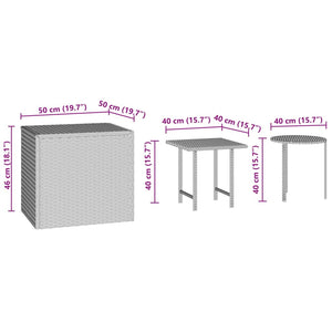 3er Set Garten Beistelltische Braun Rattan