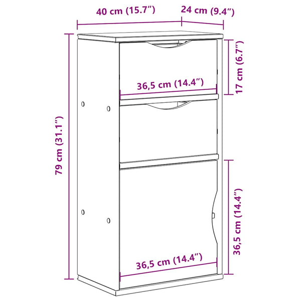 Beistellschrank Kiefer Massivholz 40x24x79 cm