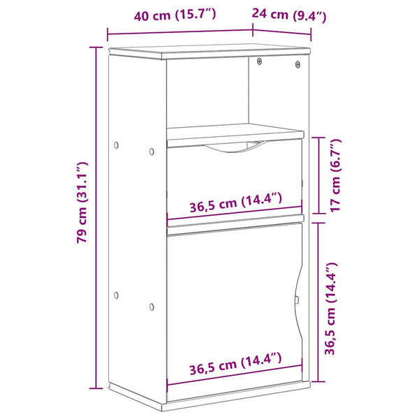 vidaXL Armoirette à tiroir ODDA 40x24x79cm Bois de pin massif