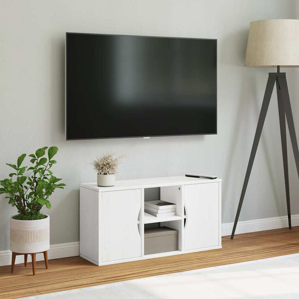 Weißer TV-Schrank Kiefer Massivholz 79cm