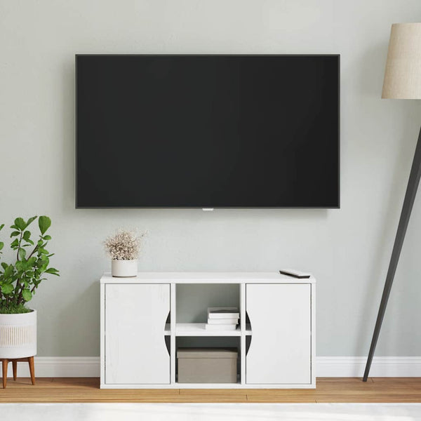Weißer TV-Schrank Kiefer Massivholz 79cm