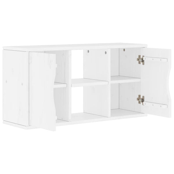 Weißer TV-Schrank Kiefer Massivholz 79cm