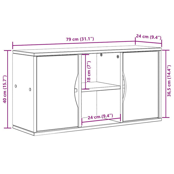 Weißer TV-Schrank Kiefer Massivholz 79cm