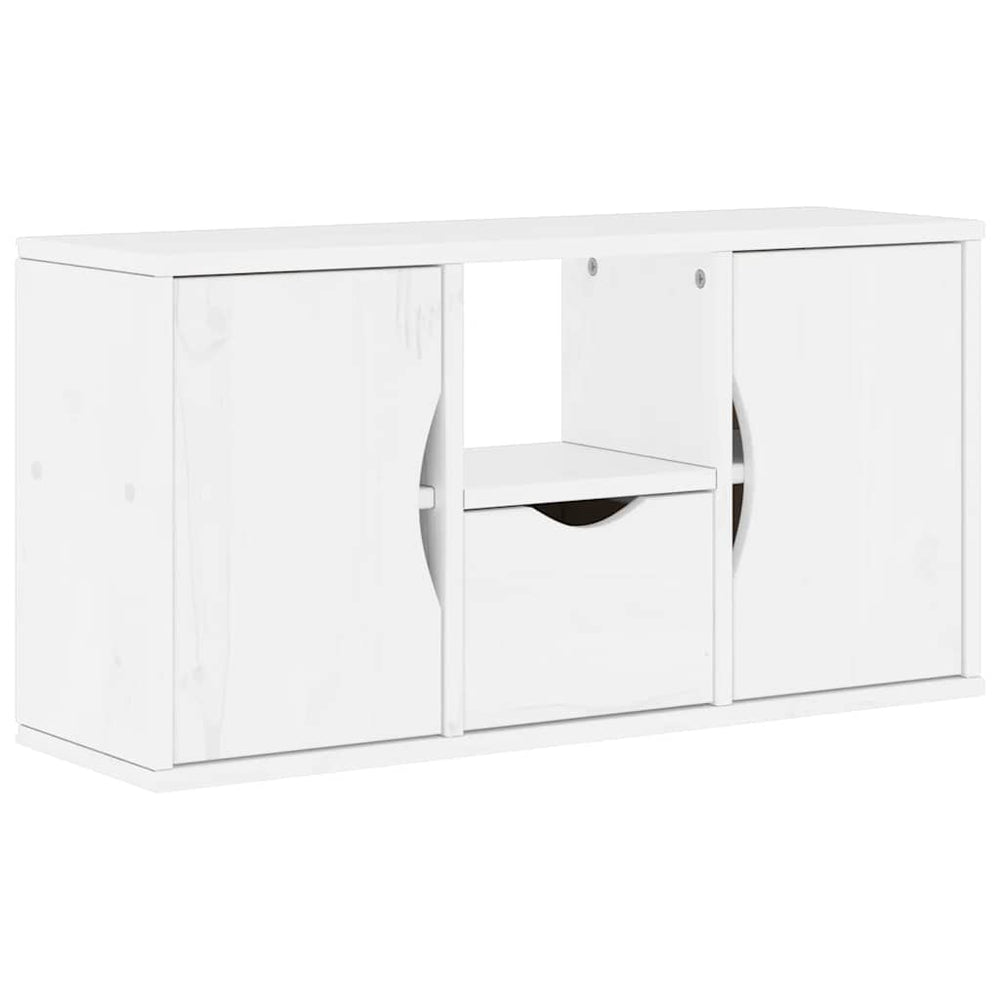 Weißer TV-Schrank Kiefer Massivholz 79 cm