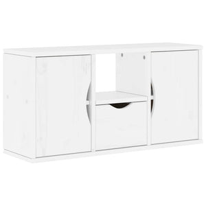 Weißer TV-Schrank Kiefer Massivholz 79 cm