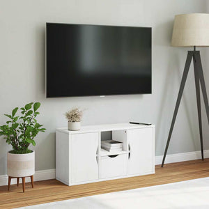 Weißer TV-Schrank Kiefer Massivholz 79 cm