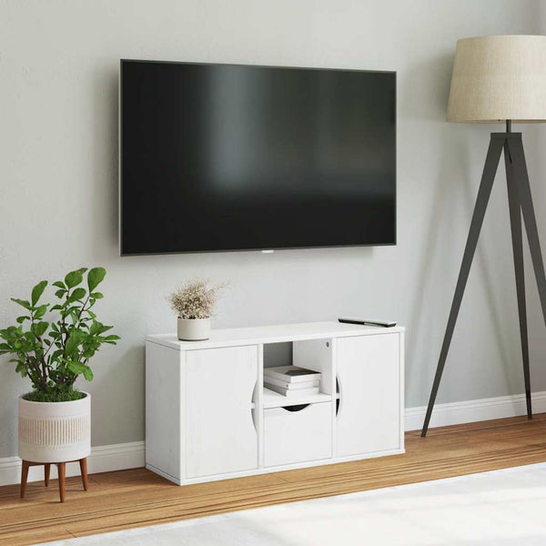 Weißer TV-Schrank Kiefer Massivholz 79 cm