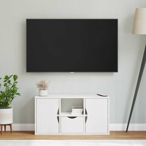 Weißer TV-Schrank Kiefer Massivholz 79 cm