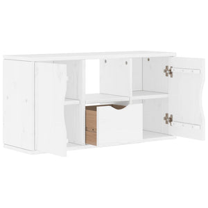 Weißer TV-Schrank Kiefer Massivholz 79 cm