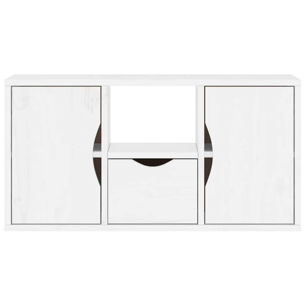 Weißer TV-Schrank Kiefer Massivholz 79 cm
