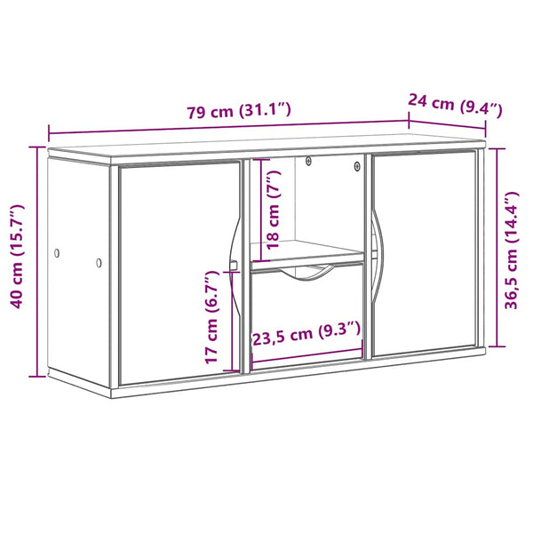 Weißer TV-Schrank Kiefer Massivholz 79 cm