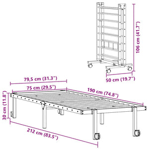 Klappbares Bettgestell Schwarz 75x190 cm