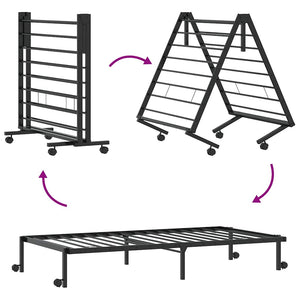 Klappbares Bettgestell Schwarz 75x190 cm