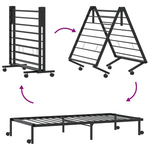 Klappbares Bettgestell Schwarz 80x200 cm