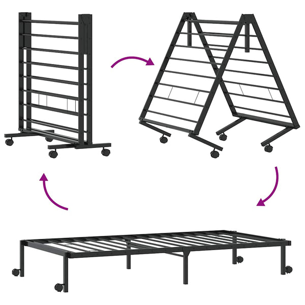 Klappbares Bettgestell Schwarz 80x200 cm