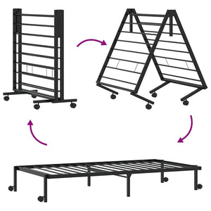 Klappbares Bettgestell Schwarz 90x190 cm