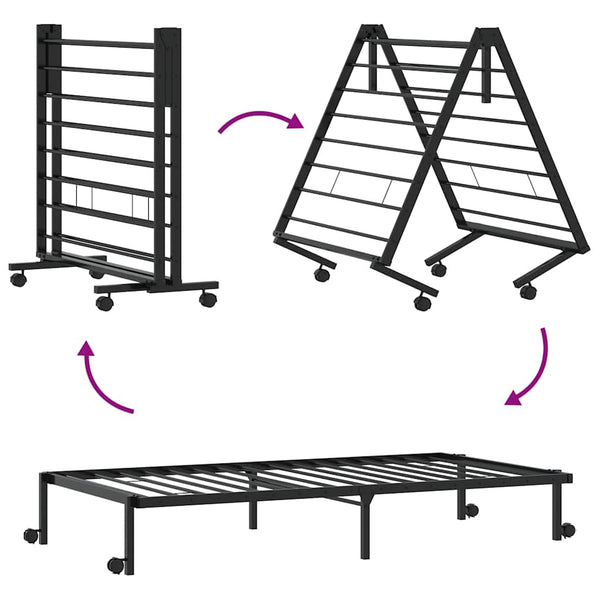 Klappbares Bettgestell Schwarz 90x190 cm