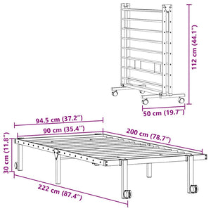 Klappbares Bettgestell Schwarz 90x200 cm