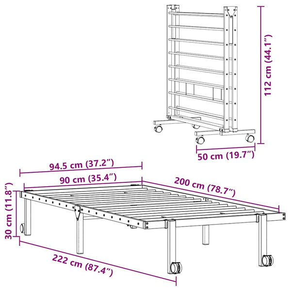 Klappbares Bettgestell Schwarz 90x200 cm