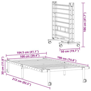 Klappbares Bettgestell Schwarz 100x190 cm