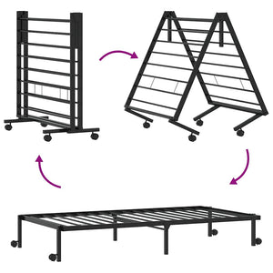 Klappbares Bettgestell Schwarz 100x190 cm