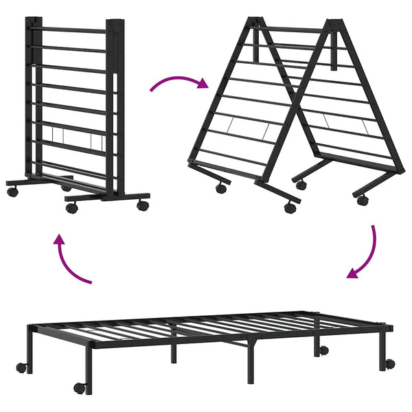 Klappbares Bettgestell Schwarz 100x190 cm