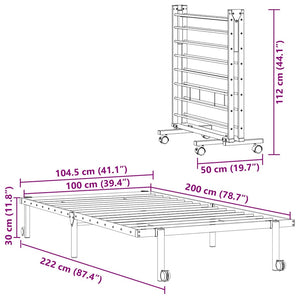 Klappbares Bettgestell Schwarz 100x200 cm
