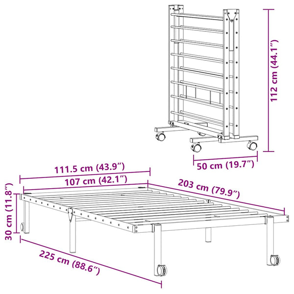Klappbares Bettgestell Schwarz 107x203 cm