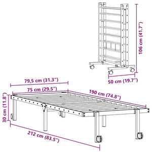 Klappbares Bettgestell Weiß 75x190 cm