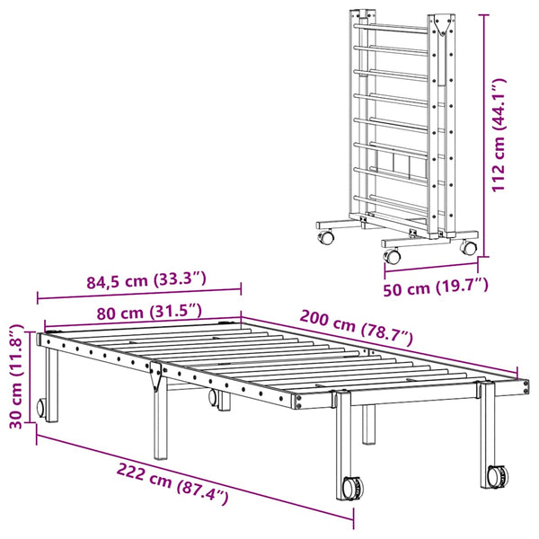 Klappbares Bettgestell Weiß 80x200 cm