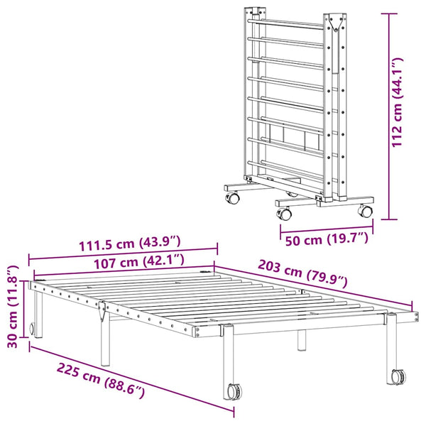 Klappbares Bettgestell Weiß 107x203 cm