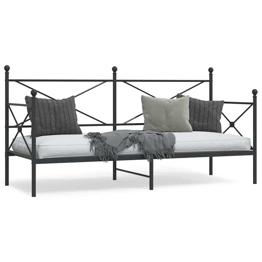 vidaXL Day Bed Frame Without Mattress Black 75x190 cm Steel