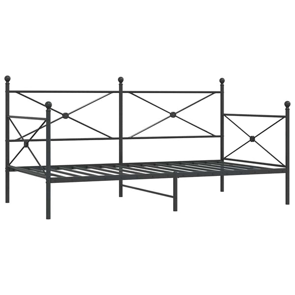Tagesbett Schwarz 100x200 cm Stahl ohne Matratze