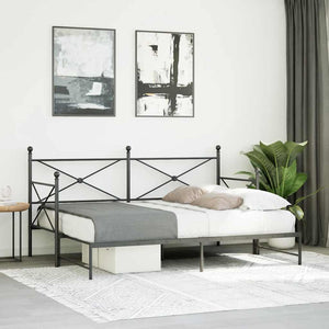 Ausziehbares Tagesbett 75x190 cm Schwarz