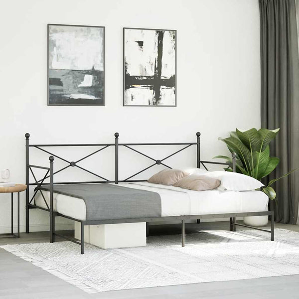 Ausziehbares Tagesbett 75x190 cm Schwarz
