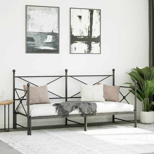 Ausziehbares Tagesbett 75x190 cm Schwarz