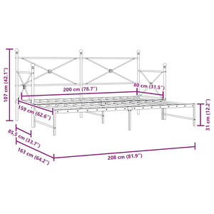 Ausziehbares Tagesbett Schwarz 80x200 cm