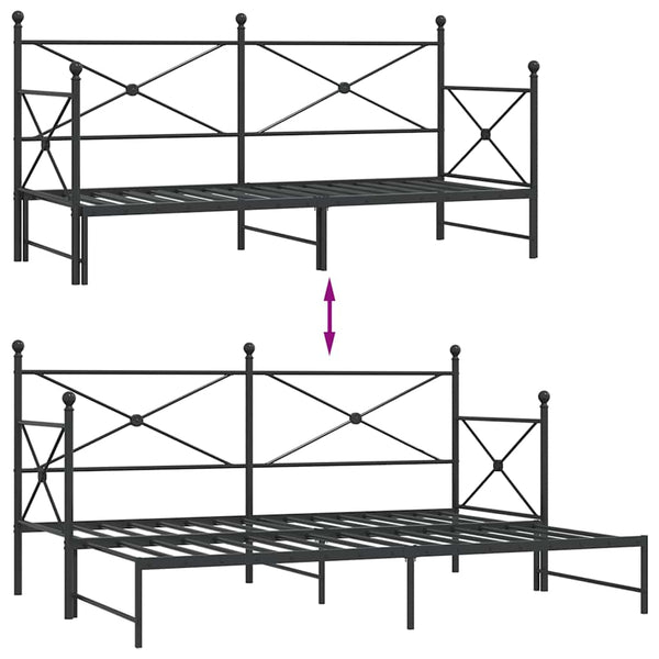 Ausziehbares Tagesbett Schwarz 80x200 cm