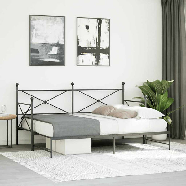 Ausziehbares Tagesbett Schwarz 90x190 cm