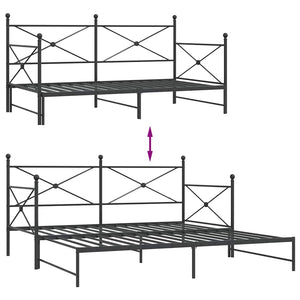 Ausziehbares Tagesbett 100x200 cm Schwarz