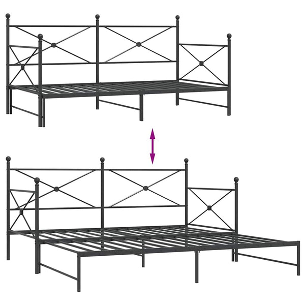 Ausziehbares Tagesbett 100x200 cm Schwarz